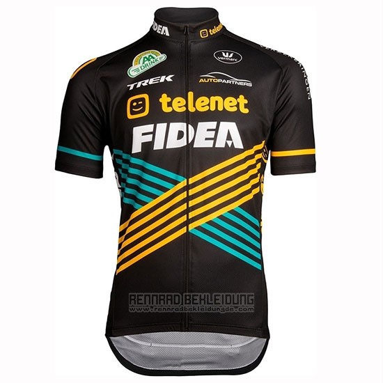 2019 Fahrradbekleidung Telenet Fidea Shwarz Gelb Blau Trikot Kurzarm und Tragerhose - zum Schließen ins Bild klicken